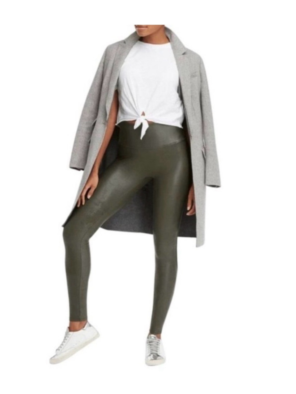 NWT Spanx High-Waist Olive Faux-Leather Leggings